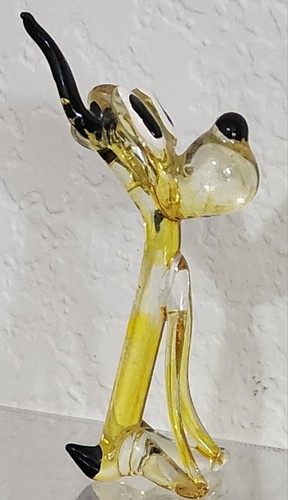 Art Glass Disney's Pluto 3" Dog Miniature Hand Blown Figurine Vintage Disneyland - Picture 5 of 9