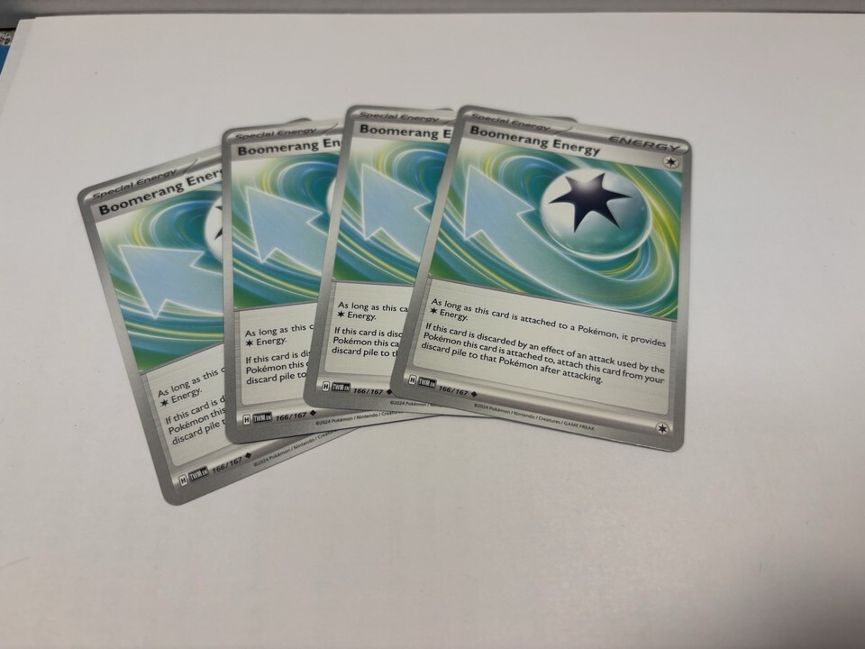 4x Boomerang Energy 166/167 Twilight Masquerade Pokemon TCG Playset NM/M