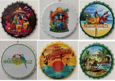 Jimmy Buffett Margaritaville 14'' Metal Tin Bottle Cap Home Bar Wall Art Decor