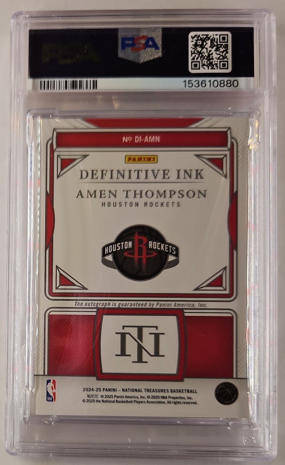2024 PANINI NATIONAL TREASURES /25 AUTO AMEN THOMPSON PSA 9 MINT HOUSTON ROCKETS view 6