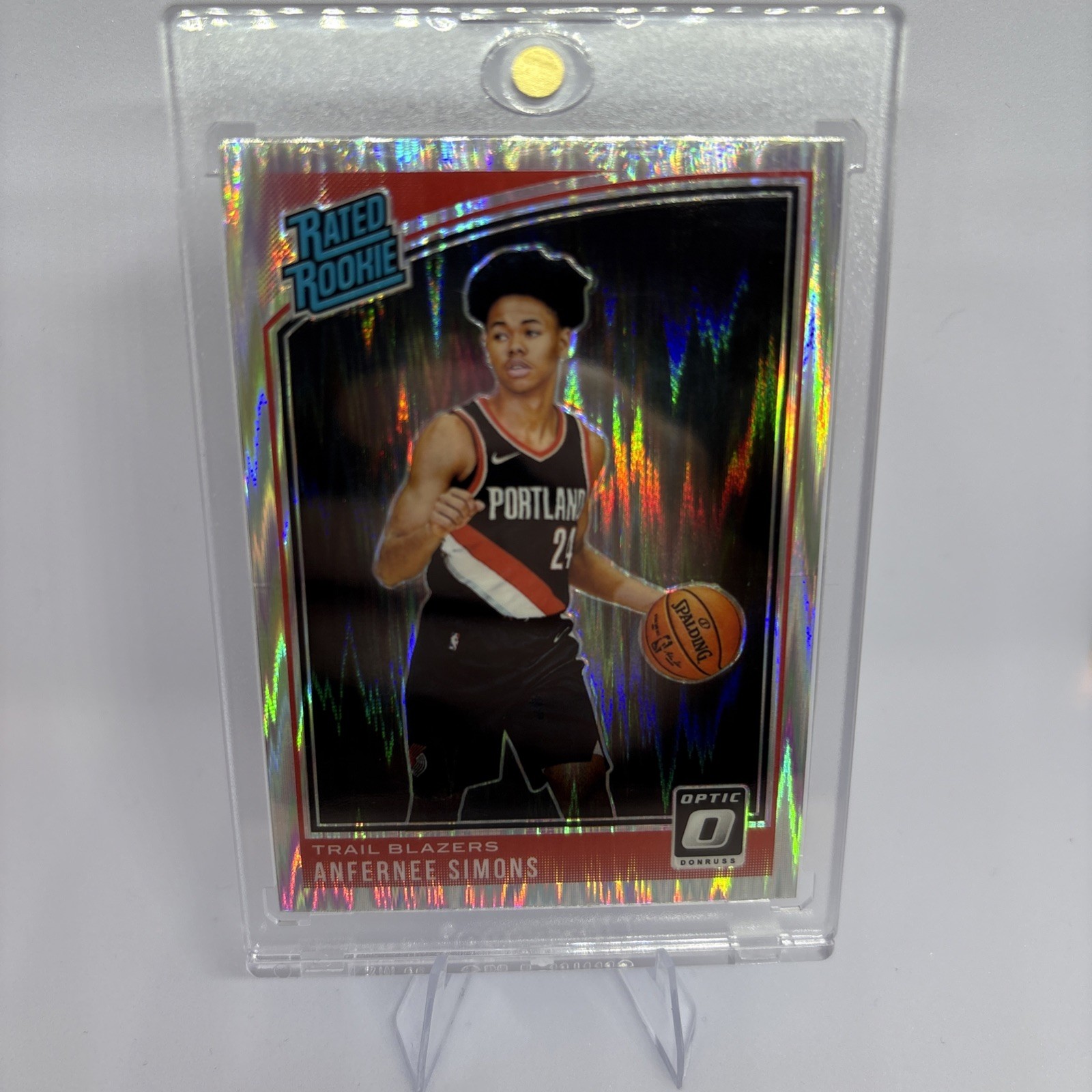 2018-19 Panini Donruss Optic Anfernee Simons #186 Rated Rookie Shock Prizm RC
