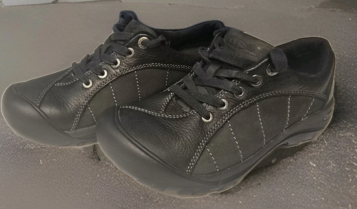 Scarpa da trekking Keen Presidio da donna taglia 6 5 in pelle nera sneaker casual outdoor