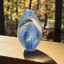 ROBERT EICKHOLT Paperweight Iridescent Signed,Hand Blown, 1992, Rare, 3.5”, WOW