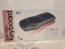 NEW - BTC KEYBOARD PS/2 MULTIMEDIA Ergonomic PS2 Wired QWERTY 8190A SCROLL WHEEL
