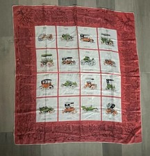 1950s Novelty Print Silk Scarf - Amazing Vintage Cars Print Logos - Retro Fab
