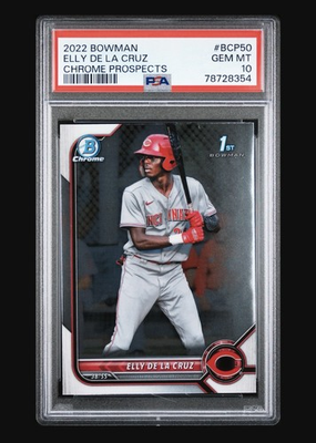 #ad 2022 BOWMAN CHROME PROSPECTS #BCP50 ELLY DE LA CRUZ CHROME PROSPECTS PSA 10 C $90.00