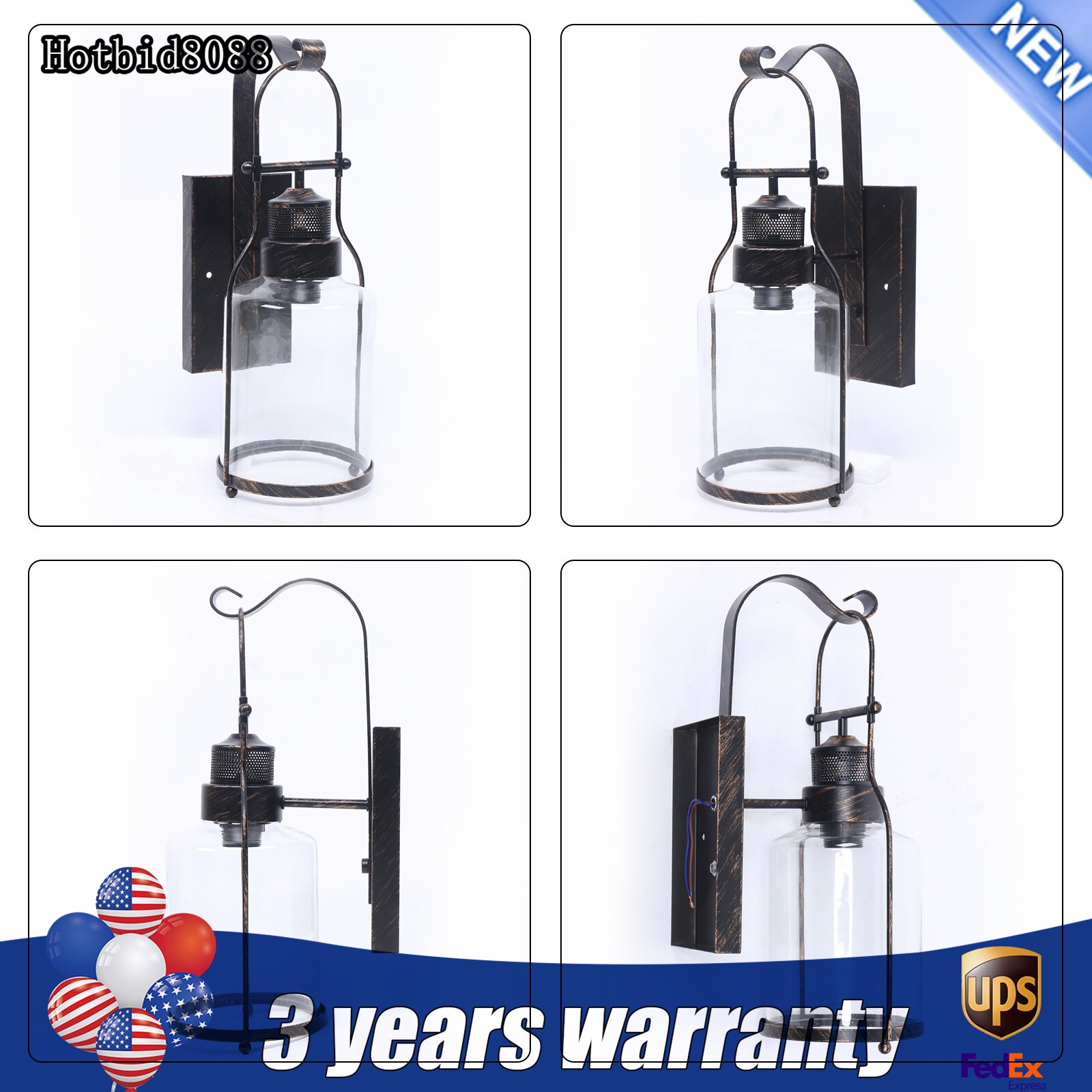 Industrial Retro Sconce Wall Lamp Decor Black Cabin Farmhouse Rustic