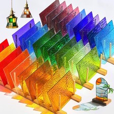 Adrattnay 30 Sheets Cathedral Stained Glass Sheets Transparent 6 x 4 Inch, Ra...