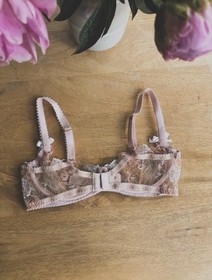 Agent Provocateur Zuri Bra - Peach & Silver Plunge Underwired 34D