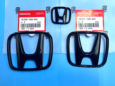 #ad 🔥3PCS For 2016 2021 Honda Civic 10th Gen Black Front Griile Emblem Rear Badge $24.98