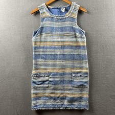 Anthropologie Akemi + Kin Shift Dress 4 Sleeveless Striped Fringe Chore Pockets