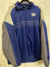 Reebok NY Giants Mens Windbreaker Jacket L Blue Full Zip NFL Sports Illustrated