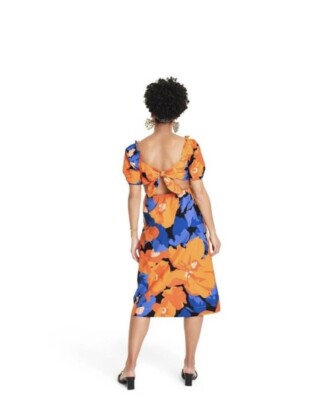 Floral Print Puff Sleeve Tie-back Midi Dress Size 4 Tabitha Brown For Target | eBay Floral Print Puff Sleeve Tie-back Midi Dress Size 4 Tabitha Brown For Target | eBay