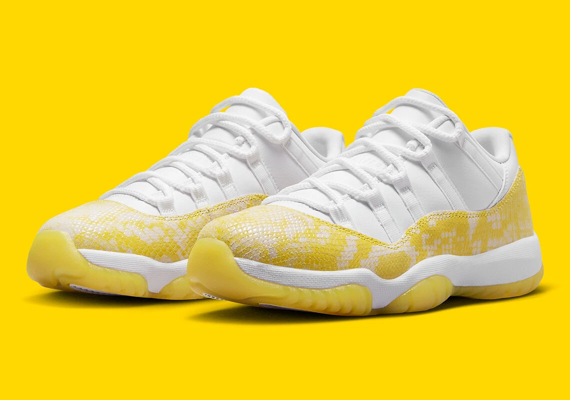 Nike Air Jordan 11 Low Yellow snakeskin white tour sail AH7860-107 size 8W-12W