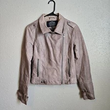 Blanc Noir Faux Leather Moto Jacket in Tan Women's Size Medium