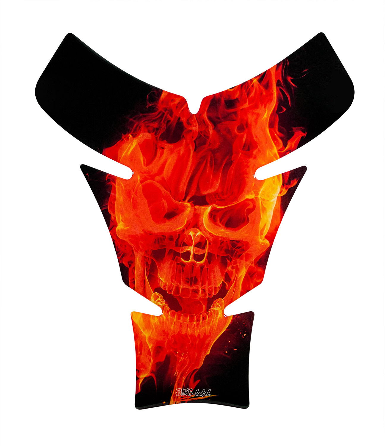 Motorcycle 3D sticker tank pad skull flames orange red paint protection: shape 4