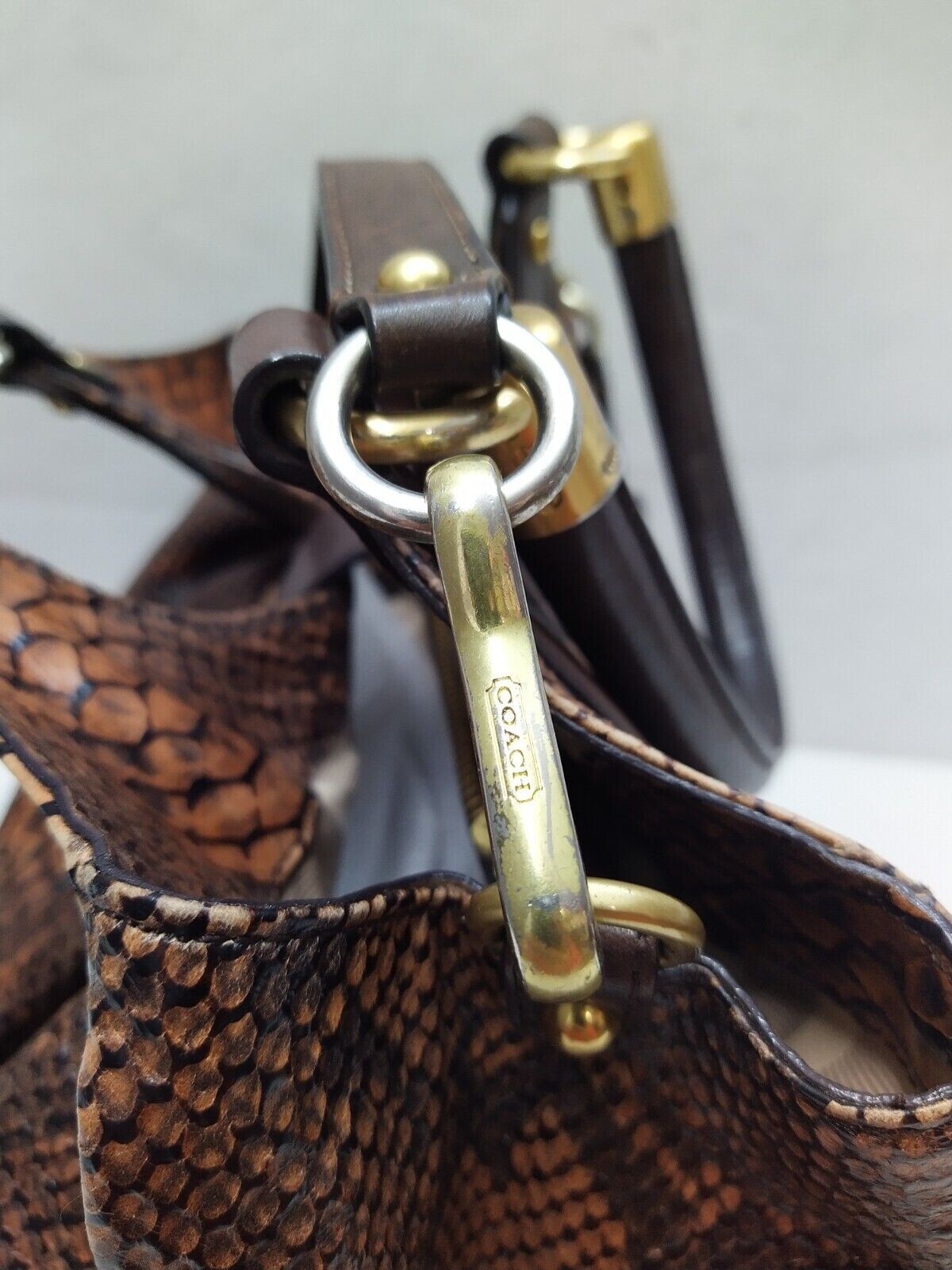 Brahmin Elisa Tortoise Brown Leather Python Embos… - image 9