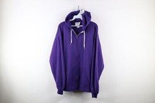 Vintage 70s Streetwear Mens Large Sun Faded Blank Full Zip Hoodie Sweatshirt USA