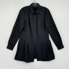 W by Worth Snap Button Long Sleeve Tunic Top Size 8 Black Layered Lagenlook