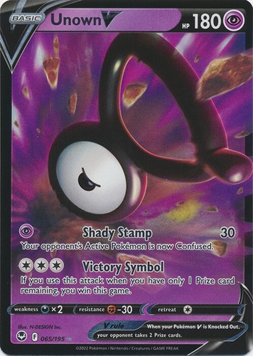 Unown V - 065/195 Ultra Rare Silver Tempest NM Pokemon TCG