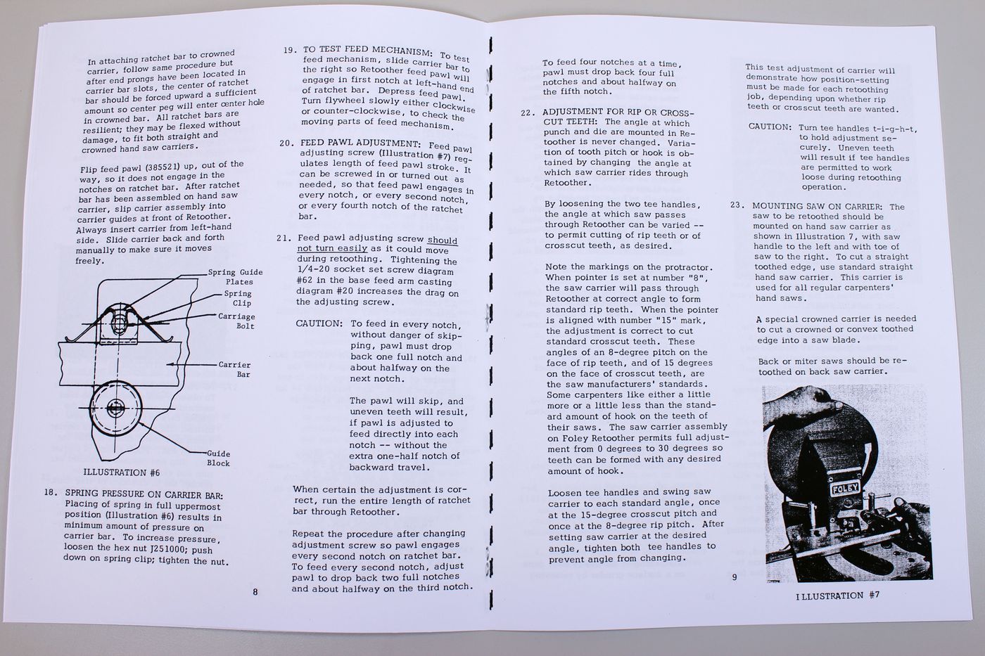 Foley Belsaw Automatic Hand Saw Retoother 385000 Operating Instructions