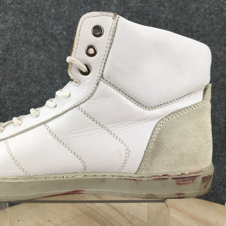 H & M туфли мужские 44 кроссовки шнурует вверх плоскостях CA42271 все белая кожа высоты верх - Изображение 3 из 4