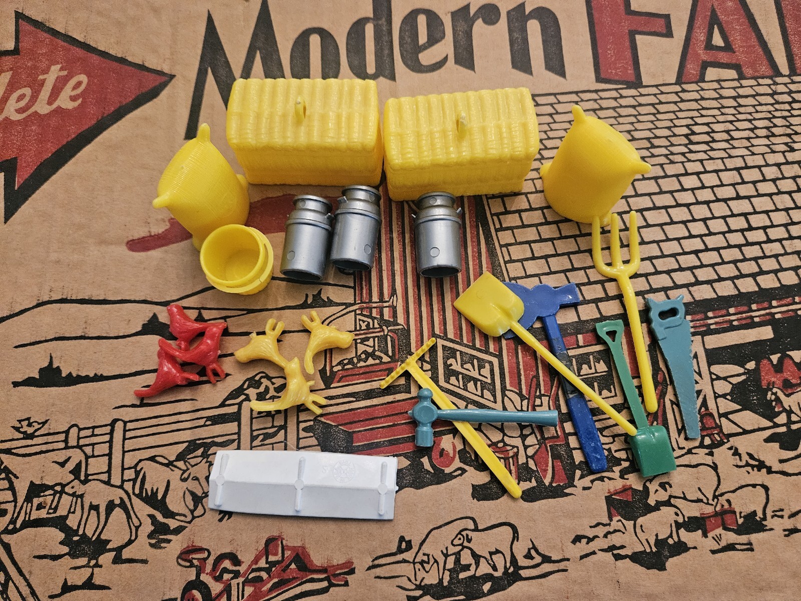 Vintage 1950s Marx Modern Farm Set Playset Original Box And Bags eBay