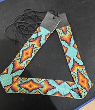 Beaded Hat Band Geometric Southwestern Pattern Cowboy Rode Handmade hatband