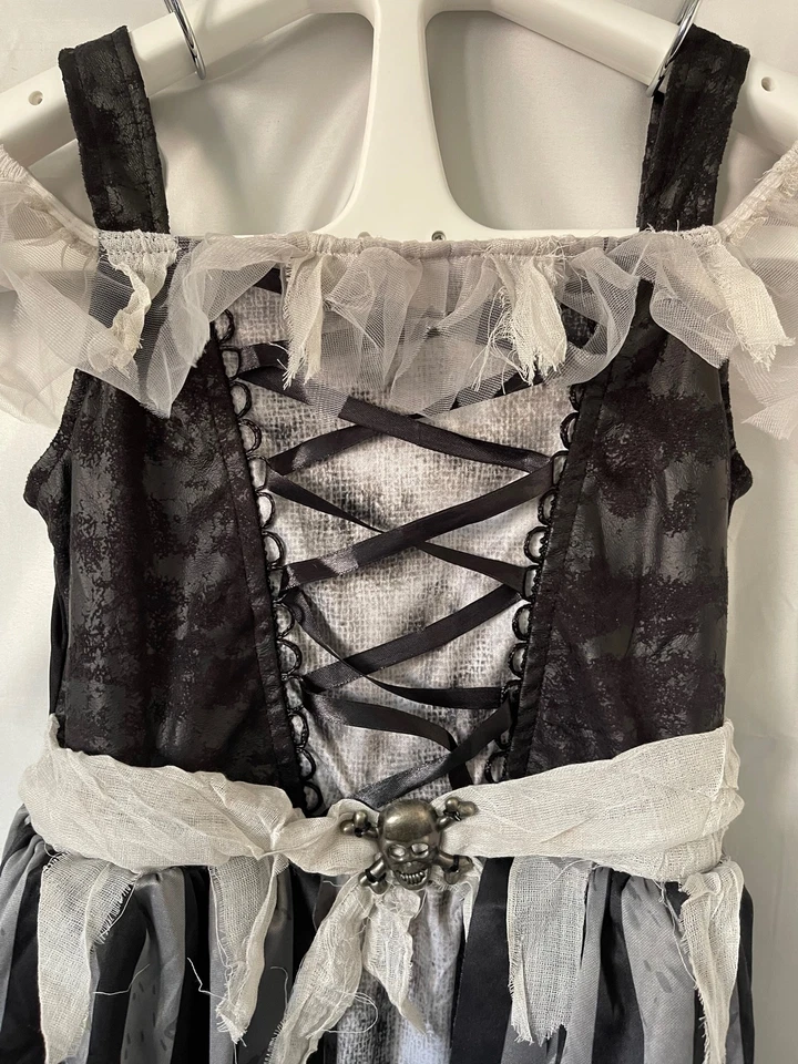 Vestido Disfraz de Halloween Hyde & Eek Negro/Gris/Blanco Pirata Con Cordones Sin Mangas Foto 4 de 4