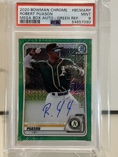 2020 Bowman Chrome Mega Auto Robert Puason PSA 9 Mint Green Refractor /99