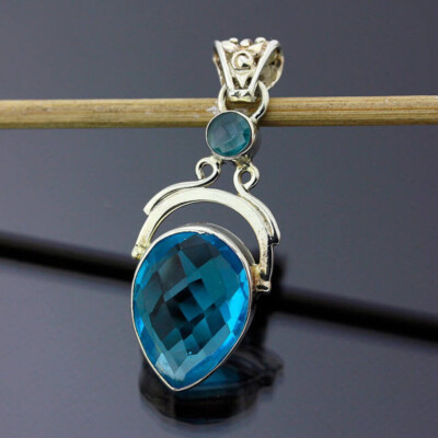 Pendentif En Argent Sterling 925 Avec Topaze Mystique - Fait Main, Bijou Réglable