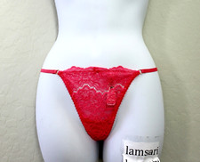 Victoria's Secret Lace Mesh Sheer V-String Panty Hot Pink Size M NEW