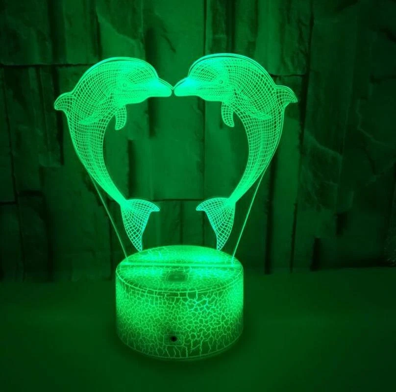 3D Color Dolphin Light Visual Light Touch Color Gradient LED Night Light