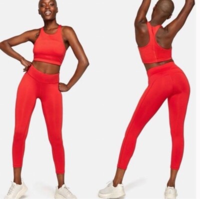 Outdoor Voices TechSweat Thrive 7/8 Legging and Sports Bra SET Red Size Small