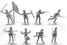 Timpo Recasts - 8 British Infantry in white 54mm unpainted plastic toy soldiers