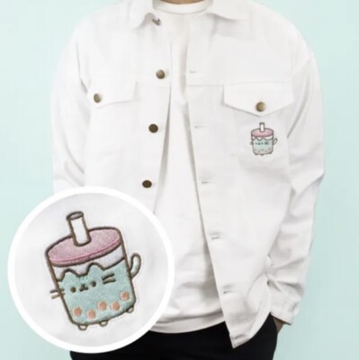 Pusheen Box Exclusive Spring 2023 Bobasheen Lightweight Denim Jacket MEDIUM Wht