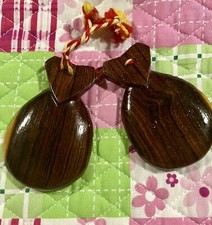 Vintage Hand Carved Wood Castanets