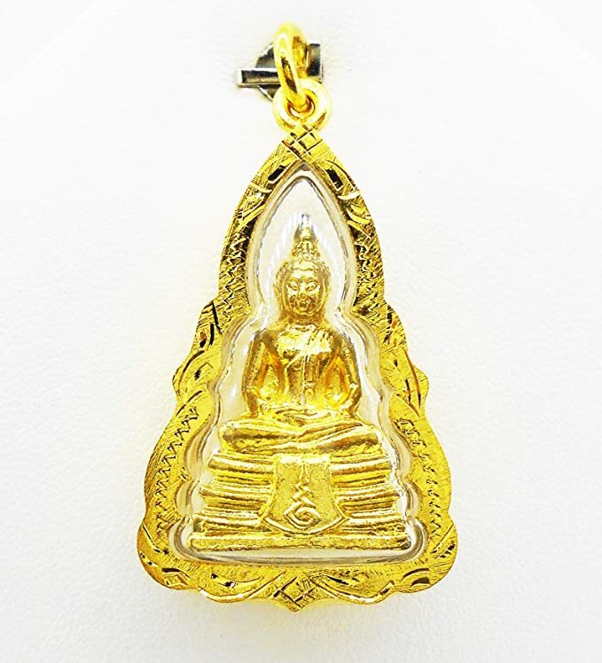 Sothorn Buddha Amulet Pendant Asian 18k 22k Thai Baht Yellow Gold Plated Jewelry - Product main view