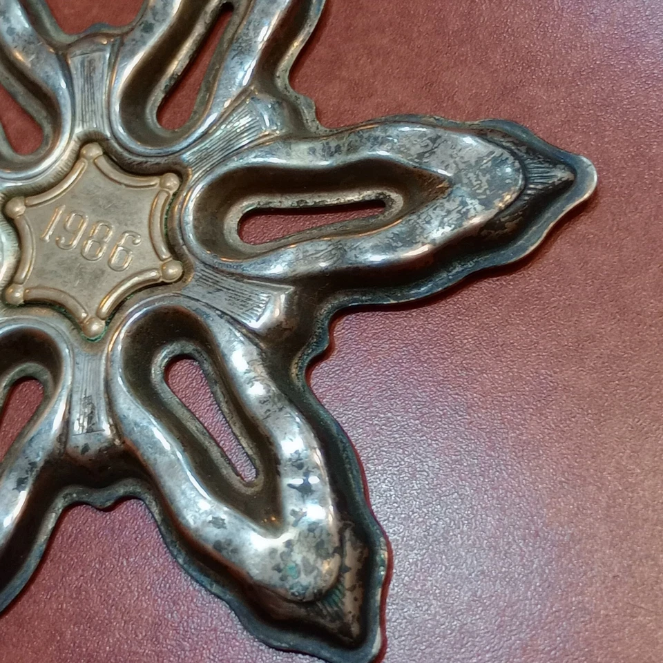 Gorham 1986 Anual Copo de Nieve Adorno Plata Esterlina Oro Relleno Centro 925 Foto 4 de 4