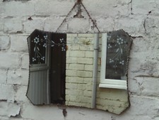 Vintage 1950s Mid 20th Century Frameless Mirror with aged worn distressed patina