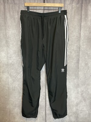 Adidas Mens Extra Large Black Lined Track Pants Measured 34x30