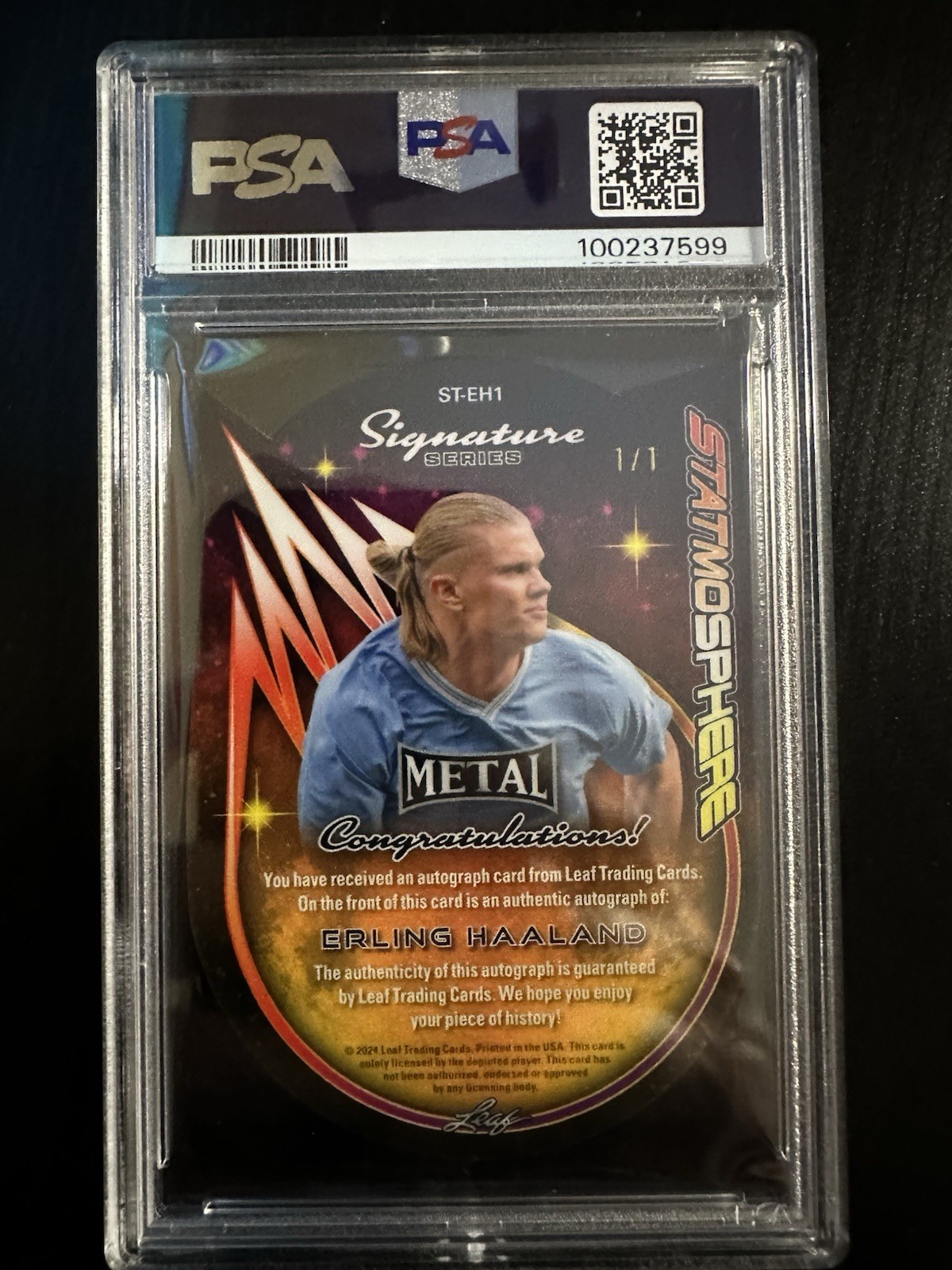 2024 Erling Haaland Statmosphere Black Crystal 1/1 Auto view 2