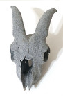Goat Skull w Horns Gray Patina Finish Gothic Decor Oddities Display — photo 2