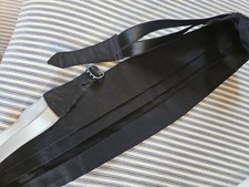 NWOT Alan Flusser Bespoke Black Cummerbund  Made In Italy