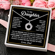 To My Daughter Necklace from Dad, CZ Circles pendant, Father Daughter Gift Girls