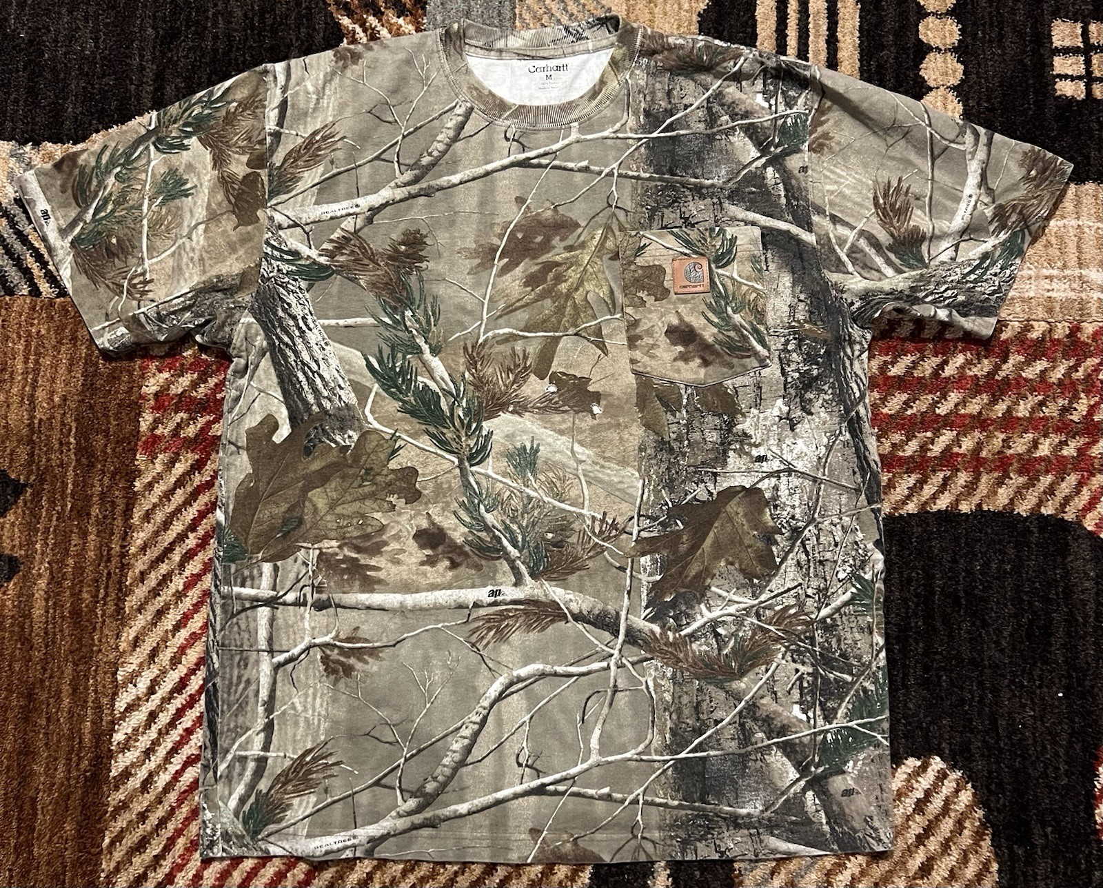 🟧🟧🟧 VINTAGE CARHARTT REALTREE AP CAMO T-SHIRT MEDIUM K287 CAP DISTRESSED