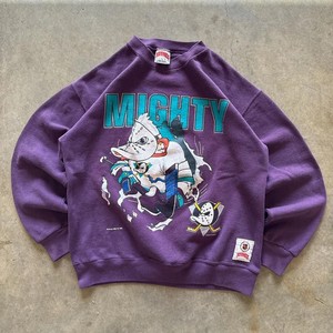 Sweat-shirt Vintage Années 90 Mighty Ducks - Taille L - Violet - Marque Starter