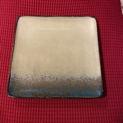 Master Cuisine Square 8.5'' Lunch Plate Stoneware Tan Blue Brown Speckles EUC