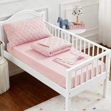 Toddler Bedding Set, 4 Piece Toddler Bedding Soft and Breathable Crib Bedding...