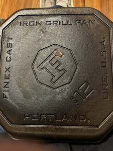 Finex 12" Cast Iron Grill Pan w/ Double Cooling Handles and Easy Release Surface